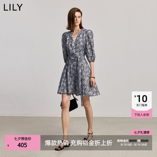LILY收腰莱赛混纺新款连衣裙