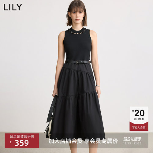LILY新款时髦简约时光小黑裙
