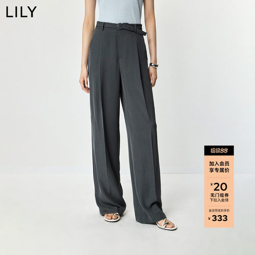 LILY2026夏新款格雷系老钱风垂感宽松休闲气质通勤西装裤直筒裤女