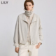 LILY2025冬新款 简约纯色毛绒翻领宽松休闲通勤90鸭绒羽绒服外套女