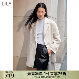 Lily通勤骆驼绒绵羊毛毛呢外套