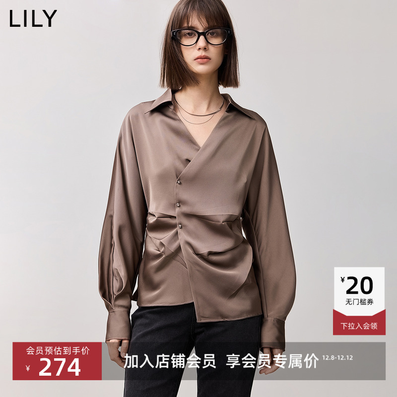 LILY浪漫气质通勤设计感收腰衬衫