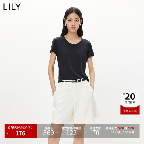LILY通勤莱赛尔醋酸混纺休闲T恤