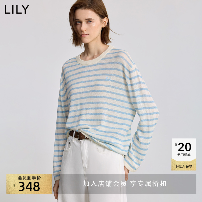 LILY通勤百搭撞色条纹简约T恤