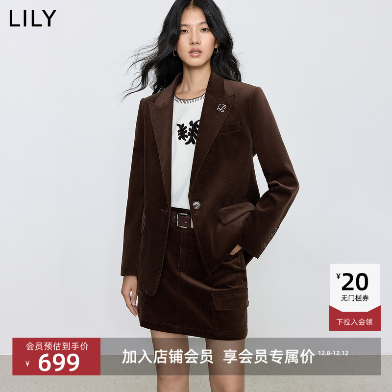 LILY通勤复古灯芯绒新款西装外套
