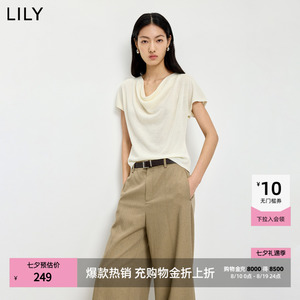 LILY通勤新款莱赛尔混纺针织短袖