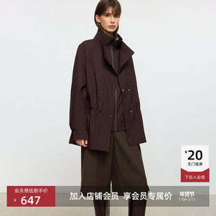 LILY2025冬新款女装两件套立领抽绳收腰90鸭绒宽松通勤羽绒服外套