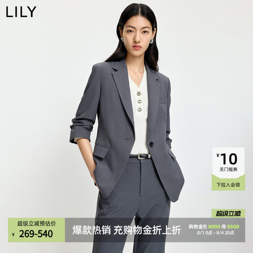 LILY通勤收腰廓形格雷系西装外套