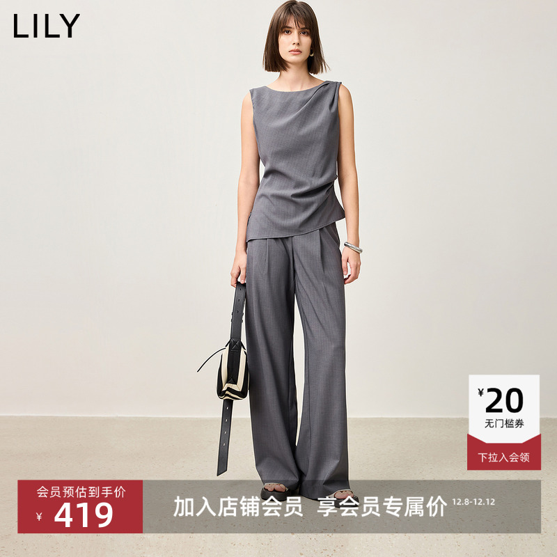 LILY通勤垂感休闲阔腿裤