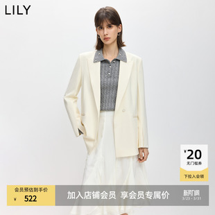 外套 含羊毛时髦简约休闲廓形气质通勤白色西装 LILY2026春新款 女装