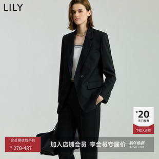 外套女 高级感西装 LILY2025新款 气质收腰显瘦黑色通勤西服套装