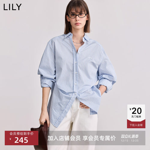 LILY百搭通勤竖条纹衬衫外套