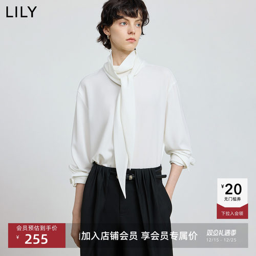 LILY通勤飘带法式静奢套头雪纺衫