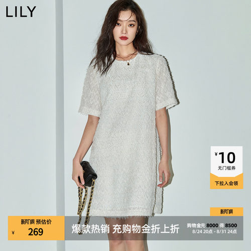 LILY通勤小个子圆领简约连衣裙