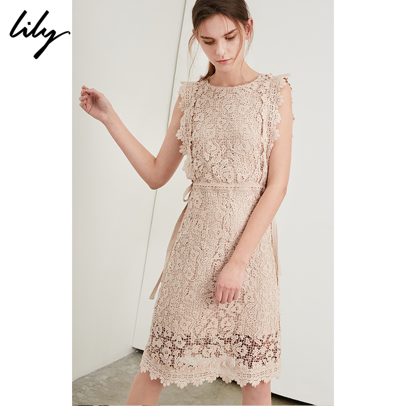 ¡¾Ã÷ÐÇͬ¿î¡¿Lily2018ÏÄпîÅ®×°ÏÉÅ®´¿É«»¨±ßïοÕϵ´øÎÞÐäÁ¬ÒÂȹ