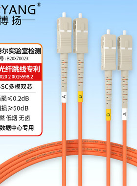 博扬 电信级光纤跳线sc-sc(UPC) 3米OM2多模双芯双工跳BY-3112MM