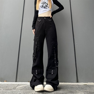自然腰街头机能风长裤工装裤