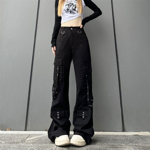 自然腰街头机能风长裤工装裤