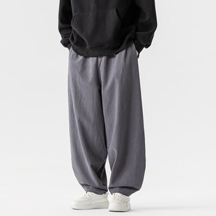 大码 男青年加厚弯刀裤 宽松束脚休闲裤 中式 中国风男装 裤 棉麻灯笼裤