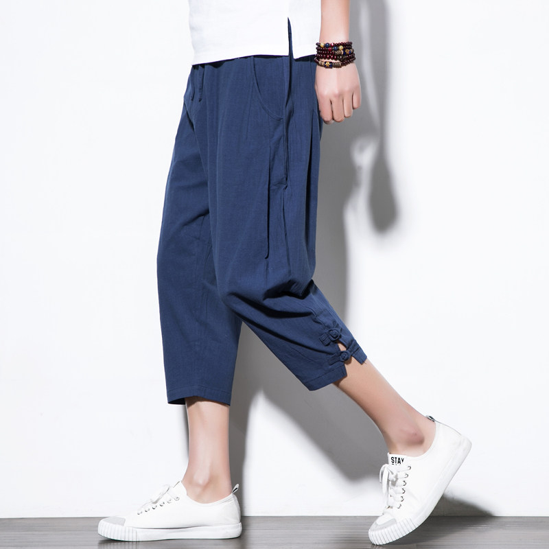夏季中国风亚麻七分裤胖人短款男士宽松加肥加大码休闲裤男7分裤在类目 男装, 休闲裤中 - 来自Buy2taobao.com提供专业的淘宝代购服务