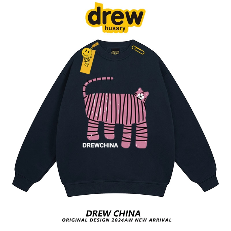 drew美式潮牌趣味卡通圆领卫衣男女原宿风bf休闲宽松秋冬情侣上衣