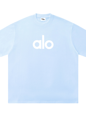 潮牌ALO多巴胺发泡字母短袖T恤男女同款纯棉宽松休闲情侣打底衫潮