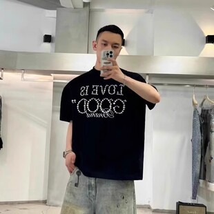 汪苏泷老白同款正品GOODBRAND LOVE IS GOOD珍珠短袖t恤情侣同款