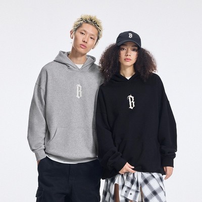 【蔡徐坤同款】BONELESS基础B字胶浆印花连帽卫衣情侣款重磅帽衫