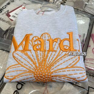 韩版Mardi小雏菊刺绣圆领宽松百搭卫衣女金高银同款女款卫衣秋冬