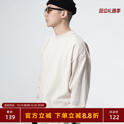 TOPTIER BRO 22SS 定制280g新疆长绒棉小领口长袖T恤男基础打底衫