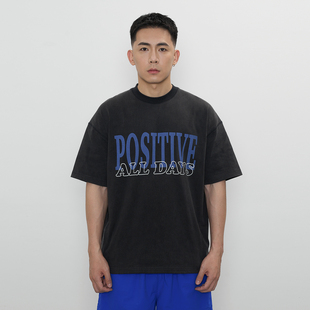 DAYS」做旧标语印花短袖 TOPTIER ALL 24SS「POSITIVE T恤男 BRO