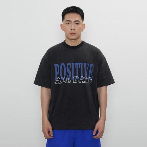 TOPTIERBRO做旧标语印花T恤