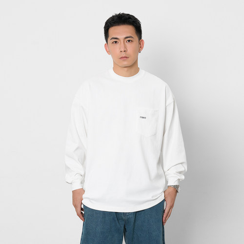 TOPTIERBRO330g刺绣口袋长袖T