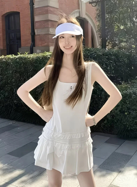 【高品质实拍yb】白色背心裙女法式字母气质显瘦无袖蛋糕裙连衣裙