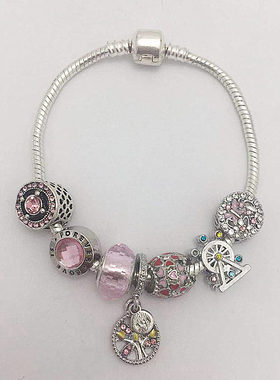 diy粉色镶钻蛇骨手链