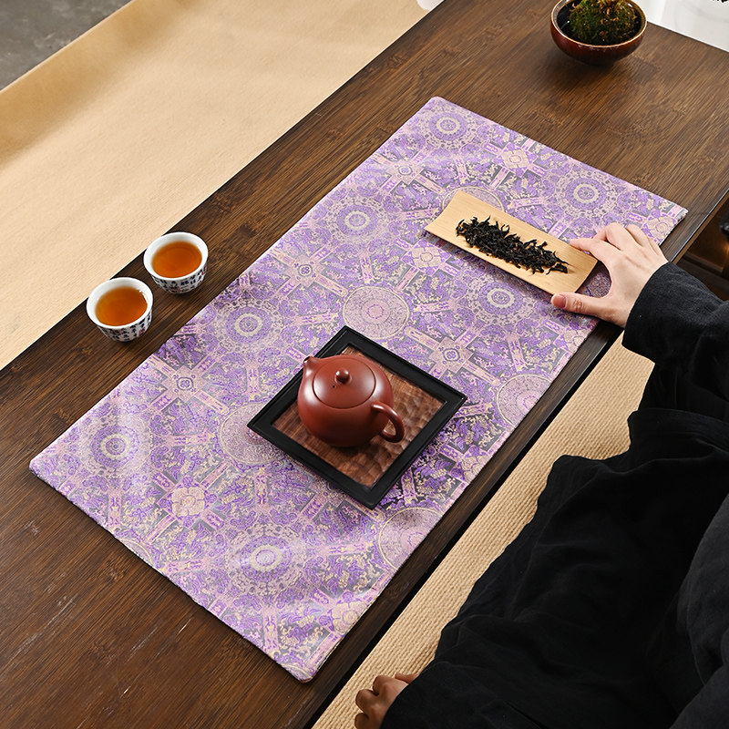 新中式织锦缎干泡茶席双层加厚隔热功夫茶道茶垫花梦一舟,居家布艺,茶席,淘宝优惠券,粉丝福利购,淘宝优惠卷