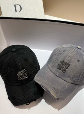 日本RX水钻立体字母鸭舌帽子女减龄防晒棒球帽女春夏遮阳休闲帽