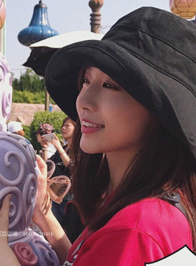 日本Rosex翻边大檐遮阳帽子女防晒防紫外线夏出游踏青棉麻渔夫帽