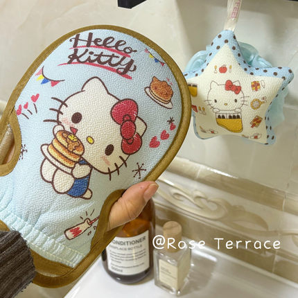 正版HelloKitty可爱浴花搓澡巾二合一女士无痛下泥洗澡巾沐浴手套