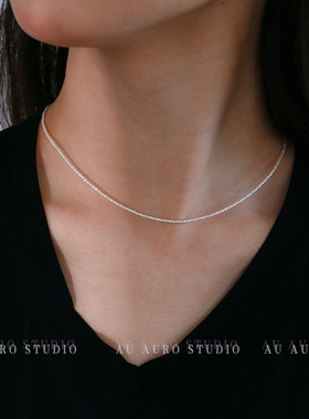 罕见1mm2m小米珠项链无核野生纯天然淡水珍珠极光白亮Keshi锁骨链