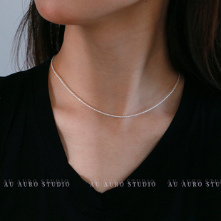 罕见1mm2m小米珠项链无核野生纯天然淡水珍珠极光白亮Keshi锁骨链