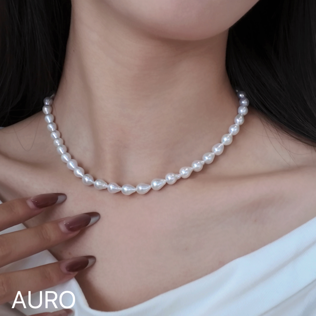 极光品质 天然珍珠冷白丝绸质感白细胞尖货巴洛克项链