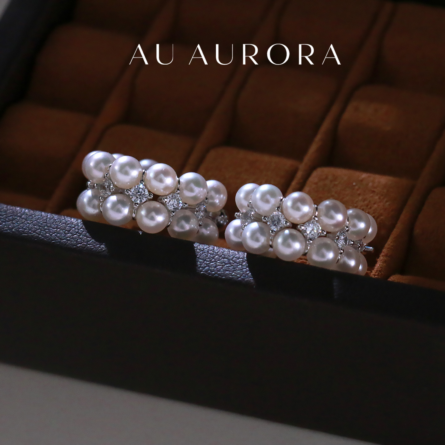 天然珍珠耳环淡水极强光C形正圆无暇高品质耳扣锆石钻圈圈耳钉