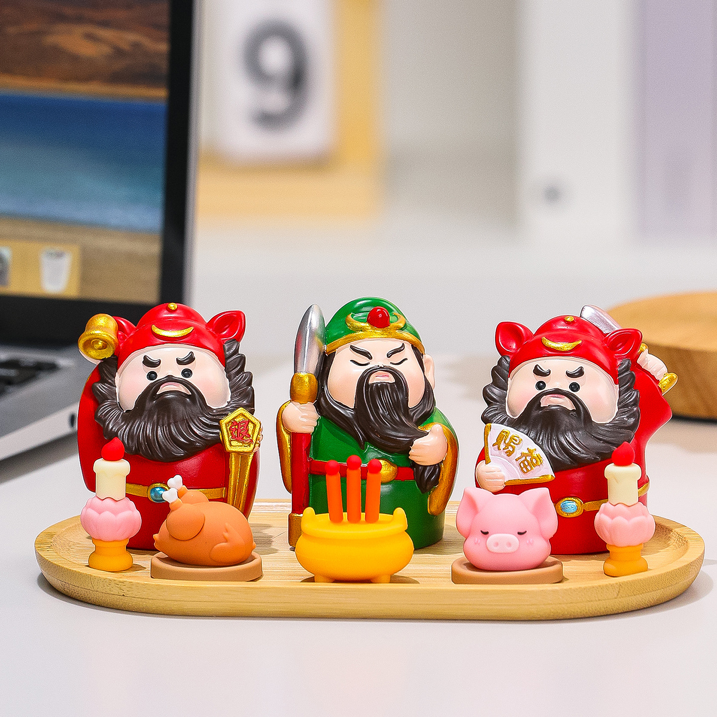 福喜小神仙玄关入户家居小摆件国潮财神办公室工位解压装饰品礼品