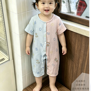 纯棉宝宝连体鸳鸯裤单扎牙周岁