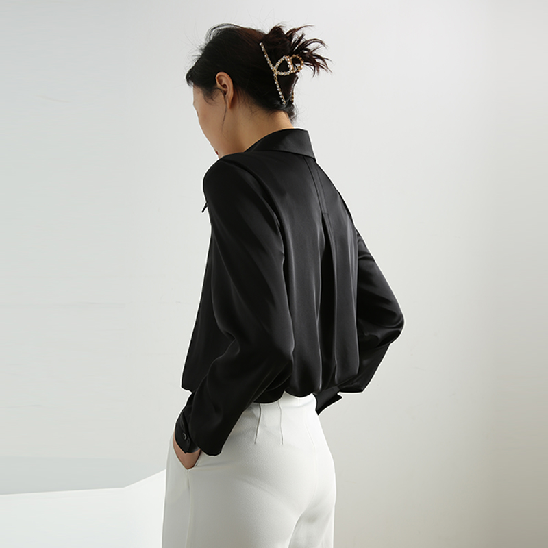 醋酸缎面衬衫女高级感抗皱免烫内