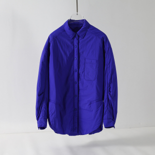 2025秋冬新款棉衣衬衣蓝色设计感轻薄保暖衬衫式棉服女外套高级感