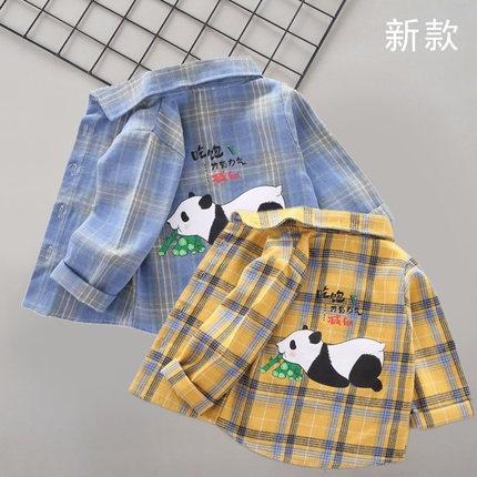 男童长袖衬衫外套春装宝宝新款1-3岁4格子春秋款衬衣帅气儿童春秋