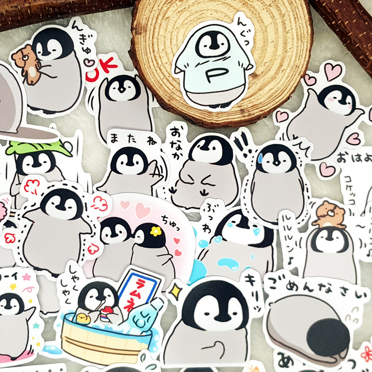 手帐贴纸自制日本line表情手账周边diy装饰贴纸包 企鹅日记08