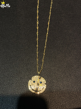 EYEFUNNY满钻黄金碎裂笑脸吊坠